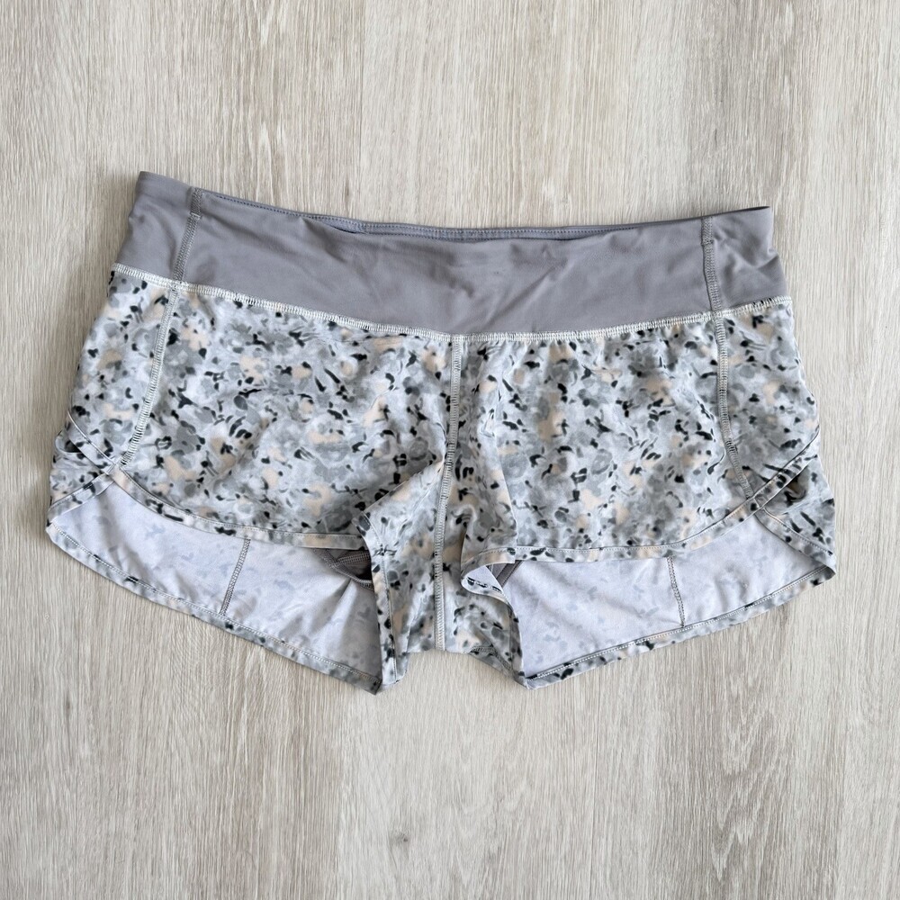 Lululemon Speed Up Low-Rise Short Floral Flux Multi Grey Size 10 EUC